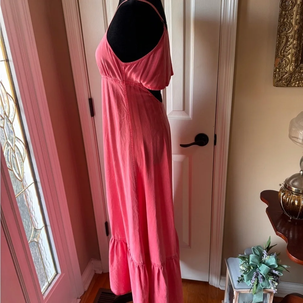 Free People Elegant Coral Pink Open Back Maxi Dress size X-Small